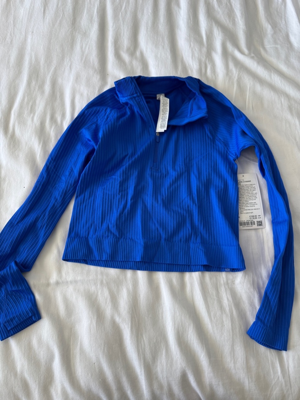 lululemon athletica Royal Blue Ribbed Quarter-Zip Long Sleeve Top